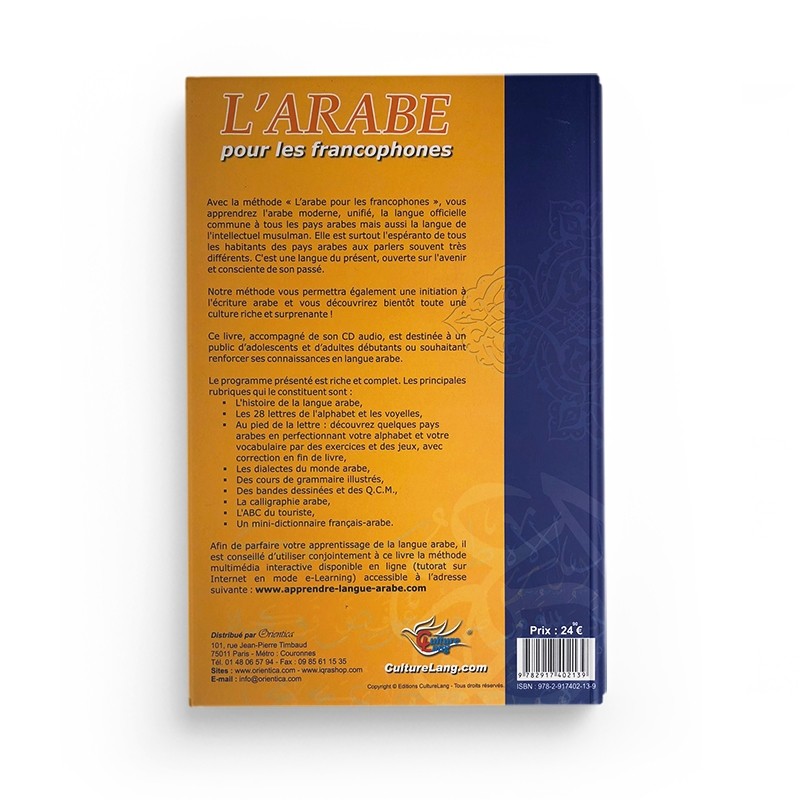 L’arabe pour les francophones : débutant et intermédiaire, grand format avec audio : quatrième de couverture