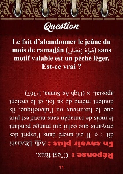 Muslim Challenge : Le jeûne de Ramadan : Aperçu des questions et réponses, autre extrait